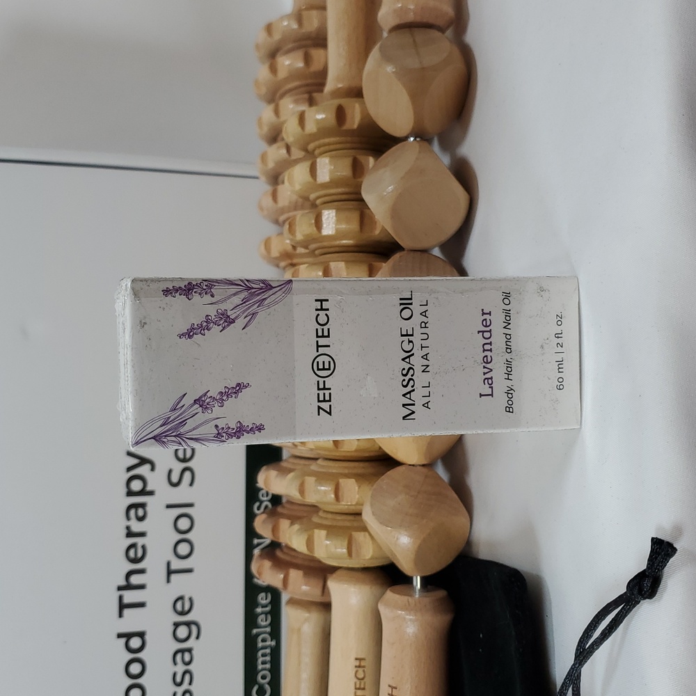 ZEFTECH 6-In-1 Wood Therapy Massage Tool Set W/ Massage Oil - Picture 5 of 11